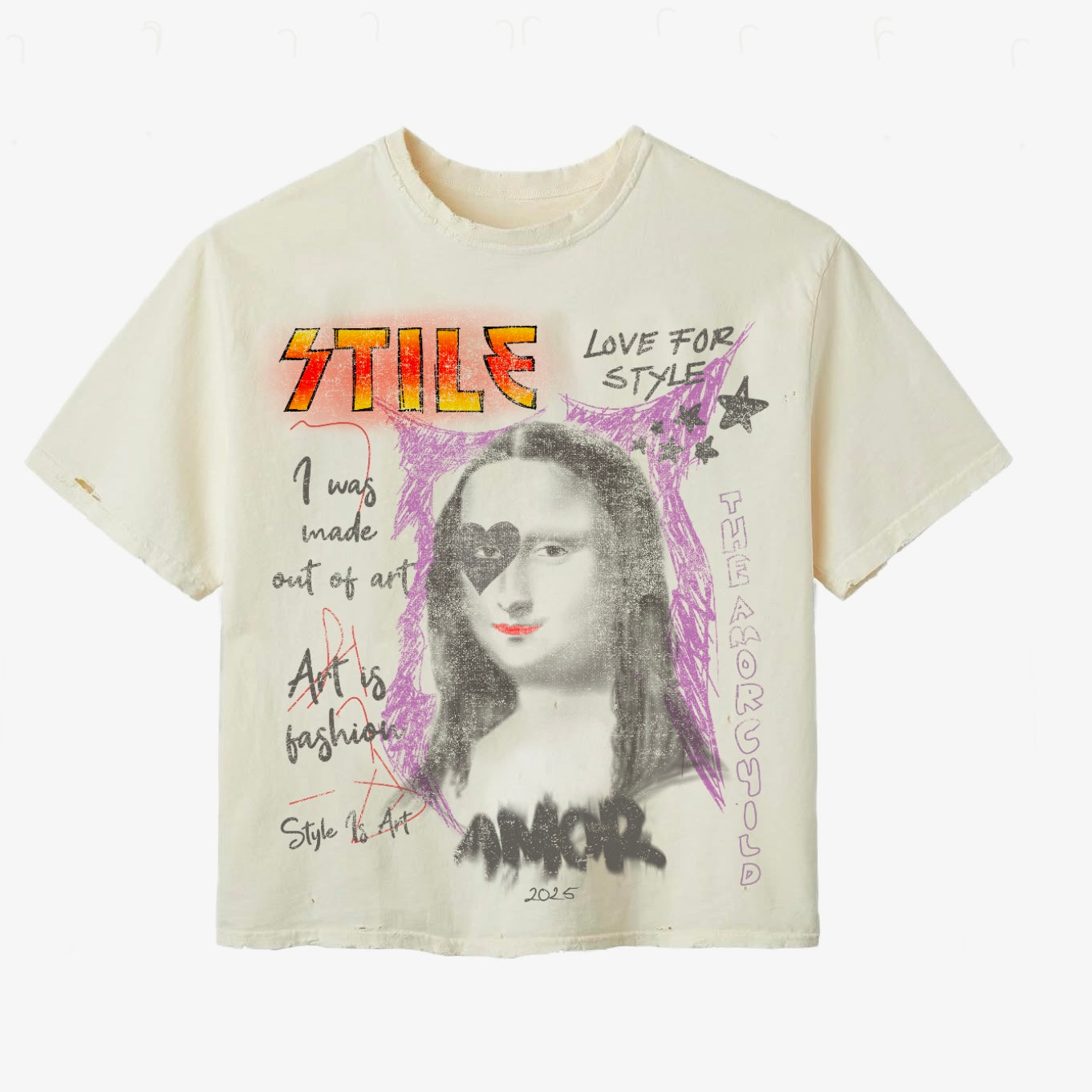 CREAM MONALISA TEE